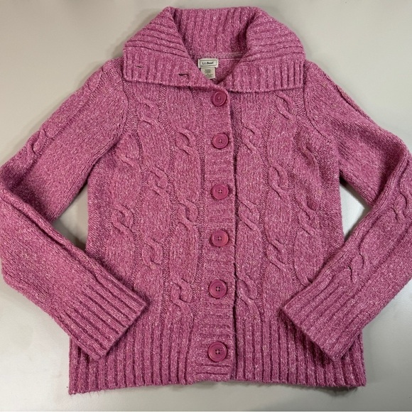 L.L. Bean Sweaters - L.L. Bean Women’s Acrylic Wool Blend Sweater Button Fisherman Size Small Pink